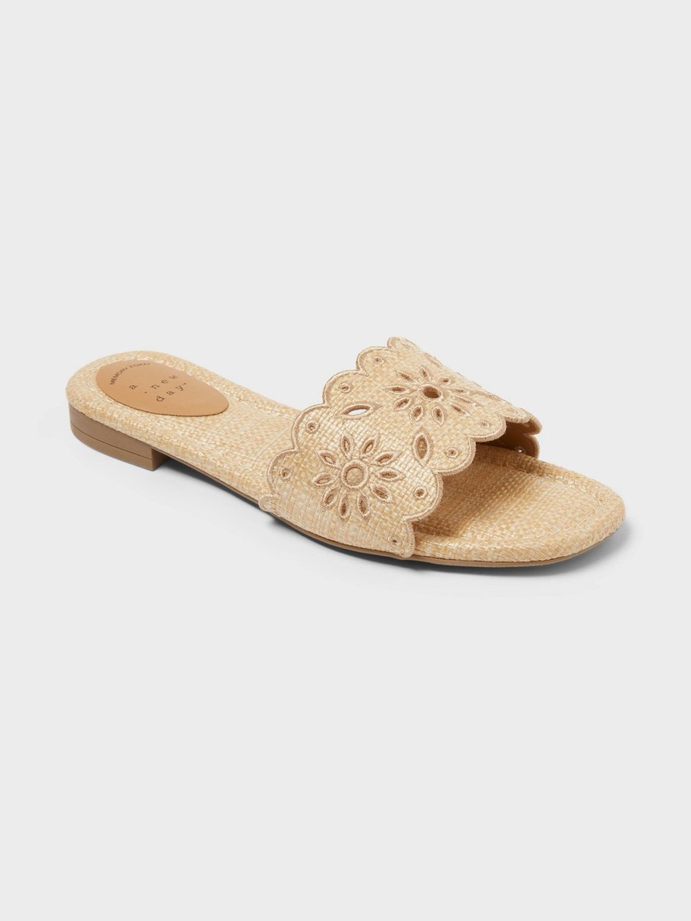 Natural Raffia Cecile Slide Cutout Sandals - A New Day, Sz 9, NWT